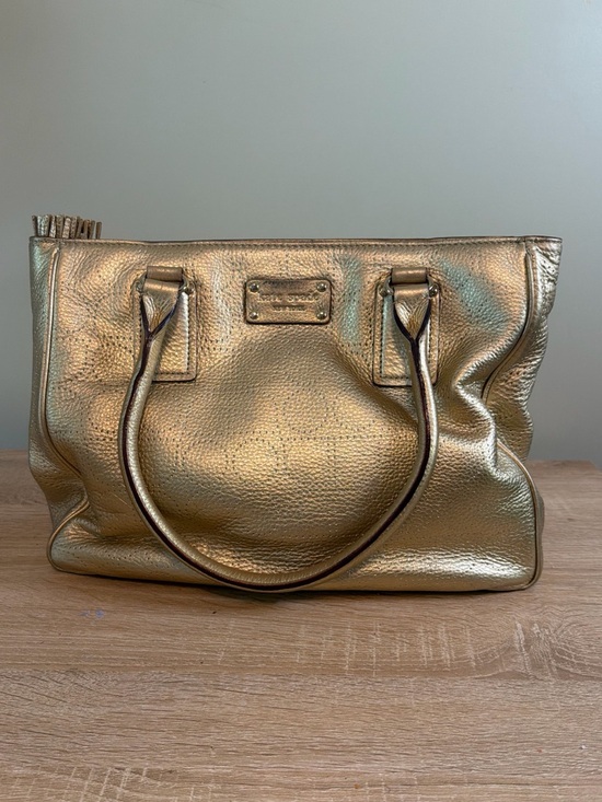 kate spade Handbags - Kate Spade Gold Metallic Leather Handbag Perforated Shoulder Bag